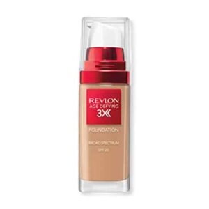 Revlon Liquid Foundation, Age Defying 3XFace Makeup, Anti-Aging and Firming Formula, SPF 30, Longwear Medium Buildable Coverage with Natural Finish, 035 Natural Beige, 1 Fl Oz - Image 1