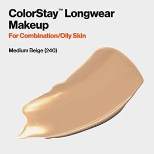 Revlon Liquid Foundation, ColorStay Face Makeup for Combination & Oily Skin, SPF 15, Longwear Medium-Full Coverage with Matte Finish, Medium Beige (240), 1.0 Oz - Image 2