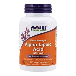 NOW Supplements, Alpha Lipoic Acid 600 mg with Grape Seed Extract & Bioperine?, Extra Strength, 120 Veg Capsules - Image 1