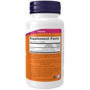 NOW Supplements, Vitamin D-3 1,000 IU, High Potency, Structural support*, 180 Softgels - Image 2