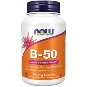 NOW Supplements, Vitamin B-50 mg, Energy Production*, Nervous System Health*, 100 Veg Capsules - Image 1