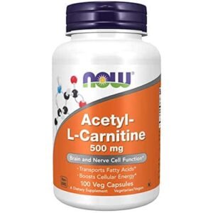 NOW Supplements, Acetyl-L Carnitine 500 mg, Amino Acid, Brain And Nerve Cell Function*, 100 Veg Capsules - Image 1