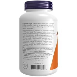 NOW Supplements, Papaya Enzyme with Mint and Chlorophyll, Digestive Support*, 360 Chewable Lozenges - Image 3