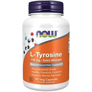 NOW Supplements, L-Tyrosine 750 mg, Supports Mental Alertness*, Neurotransmitter Support*, 90 Veg Capsules - Image 1