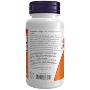 NOW Supplements, Vitamin D-3 1,000 IU, High Potency, Structural support*, 180 Softgels - Image 3