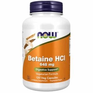 NOW Supplements, Betaine HCl 648 mg, Vegetarian Formula, Digestive Support*, 120 Veg Capsules - Image 1