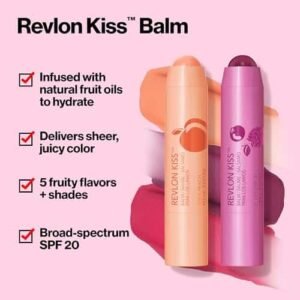 Revlon Lip Balm, Kiss Tinted Lip Balm, Face Makeup with Lasting Hydration, SPF 20, Infused with Natural Fruit Oils, 010 Tropical Coconut, 0.09 Oz - Image 2