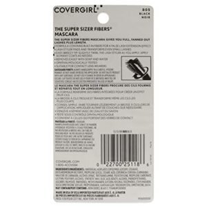 COVERGIRL Super Sizer Fibers Mascara, Black 805, 0.35 Ounce (Packaging May Vary) Volumizing Mascara with Brush - Image 3