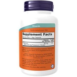 NOW Supplements, Potassium Citrate 99 mg, Supports Electrolyte Balance and Normal pH*, Essential Mineral, 180 veg Capsules - Image 2
