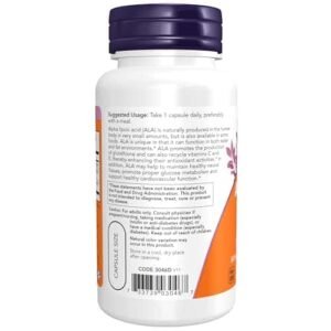 NOW Supplements, Alpha Lipoic Acid 600 mg with Grape Seed Extract & Bioperine?, Extra Strength, 60 Count (Pack of 1) - Image 3