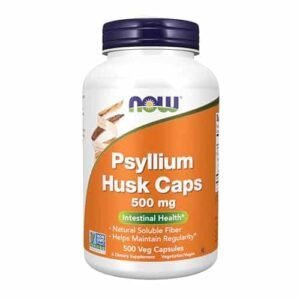 NOW Supplements, Psyllium Husk Caps 500 mg, Non-GMO Project Verified, Natural Soluble Fiber, Intestinal Health*, 500 Veg Capsules - Image 1