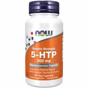 NOW Supplements, 5-HTP (5-hydroxytryptophan) 200 mg, Double Strength, Neurotransmitter Support*, 60 Veg Capsules - Image 1