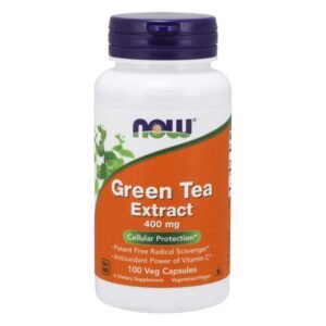 NOW Supplements, Green Tea Extract 400 mg with Vitamin C, Cellular Protection*, 100 Veg Capsules - Image 1