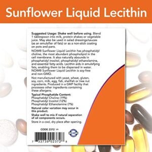 NOW Supplements, Sunflower Lecithin with naturally occurring Phosphatidyl Choline and Other Phosphatides, Liquid, 16-Ounce - Image 3