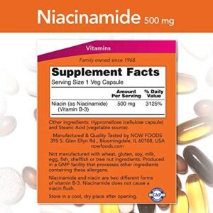 NOW Niacinamide 500mg,100 Capsules - Image 2