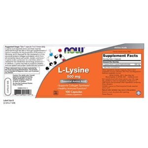 NOW Supplements, L-Lysine (L-Lysine Monohydrochloride) 500 mg, Amino Acid, 100 Veg Capsules - Image 2