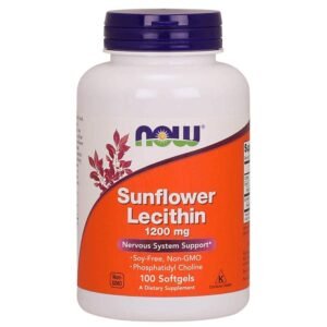 NOW Supplements, Sunflower Lecithin 1200 mg with Phosphatidyl Choline, 100 Softgels - Image 1