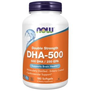 NOW Supplements, DHA-500 with 250 EPA, Molecularly Distilled, Supports Brain Health*, 180 Softgels - Image 1