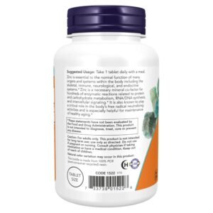 Now Foods Zinc (from 405mg of Zinc Gluconate), White, Unflavored, Tablet, 250 Count - Image 3