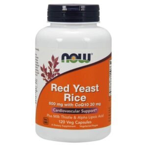 NOW Supplements, Red Yeast Rice with CoQ10, plus Milk Thistle & Alpha Lipoic Acid, 120 Veg Capsules - Image 1