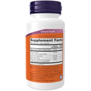 NOW Supplements, Hyaluronic Acid 100 mg, Double Strength with L-Proline, Alpha Lipoic Acid and Grape Seed Extract, 60 Veg Capsules - Image 2