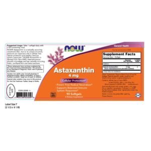 NOW Supplements, Astaxanthin 4 mg derived from Non-GMO Haematococcus Pluvialis Microalgae and has naturally occurring Lutein, Canthaxanthin and Beta-Carotene, 90 Softgels - Image 2