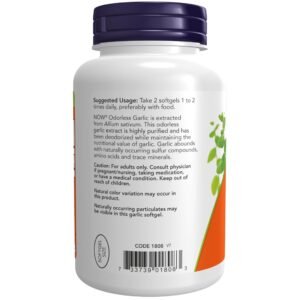 NOW Supplements, Odorless Garlic (Allium sativum), Concentrated Extract, 250 Softgels - Image 3