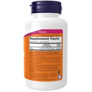 NOW Supplements, Biotin 10 mg (10,000 mcg), Extra Strength, Energy Production*, 120 Veg Capsules - Image 2