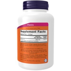 NOW Supplements, Vitamin E-400 IU, D-Alpha Tocopheryl, Antioxidant Protection*, 250 Softgels - Image 2