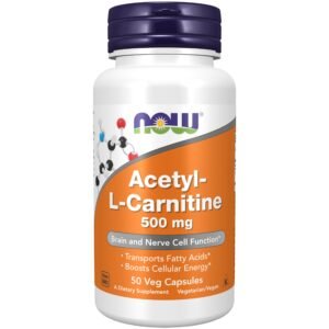 NOW Supplements, Acetyl-L Carnitine 500 mg, Amino Acid, Brain And Nerve Cell Function*, 50 Veg Capsules - Image 1
