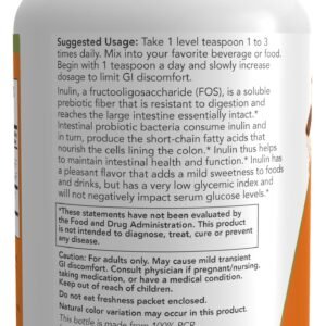 NOW Supplements, Inulin Prebiotic Pure Powder, Certified Organic, Non-GMO Project Verified, Intestinal Support*, 8-Ounce - Image 3