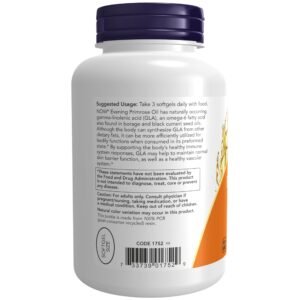 NOW Supplements, Evening Primrose Oil 500 mg with Naturally Occurring GLA (Gamma-Linolenic Acid), 250 Softgels - Image 3