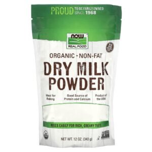NOW Foods, Organic Non-Fat Dry Milk Powder with Protein and Calcium, Product of the USA, 12-Ounce (Packaging May Vary) - Image 1