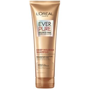 L'Oreal Paris Sulfate Free Shampoo for Dry Hair, Triple Action Hydration for Dry, Brittle or Color Treated Hair, Apricot Oil Infused Hair Care, EverPure, 8.5 Fl Oz (Packaging May Vary) - Image 1