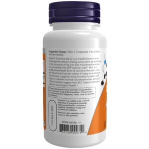 NOW Supplements, Acetyl-L Carnitine 500 mg, Amino Acid, Brain And Nerve Cell Function*, 50 Veg Capsules - Image 3