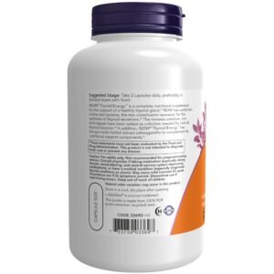 NOW Supplements, Thyroid Energy?, Iodine and Tyrosine plus Selenium, Zinc and Copper, 180 Veg Capsules - Image 3