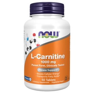 NOW Supplements, L-Carnitine 1,000 mg, Purest Form, Amino Acid, Fitness Support*, 50 Tablets - Image 1