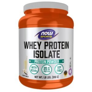 NOW Sports Nutrition, Whey Protein Isolate, 25 G With BCAAs, Creamy Vanilla Powder, 1.8-Pound - Image 1