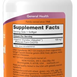 NOW Supplements, Ubiquinol 100 mg, High Bioavailability (the Active Form of CoQ10), 120 Softgels - Image 2