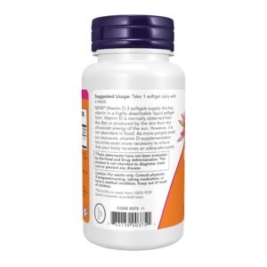 NOW Supplements, Vitamin D-3 1,000 IU, High Potency, Structural Support*, 360 Softgels - Image 3