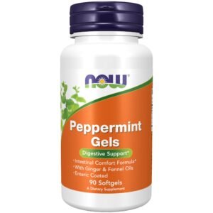 NOW Supplements, Peppermint Gels with Ginger & Fennel Oils, Enteric Coated, Digestive Support*, 90 Softgels - Image 1