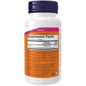 NOW Supplements, Vitamin A (Fish Liver Oil) 25,000 IU, Essential Nutrition, 250 Softgels - Image 2