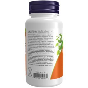 NOW Supplements, Peppermint Gels with Ginger & Fennel Oils, Enteric Coated, Digestive Support*, 90 Softgels - Image 3