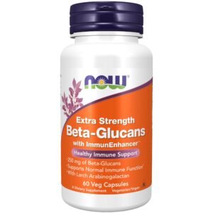 NOW Supplements, Beta-Glucans with ImmunEnhancer? with Larch Arabinogalactan, Extra Strength, 60 Veg Capsules - Image 1