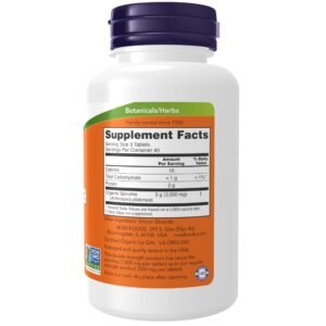 NOW Supplements, Certified Organic, Spirulina 1000 mg (Double Strength), Rich in Beta-Carotene (Vitamin A) and B-12 with naturally occurring GLA , 120 Tablets - Image 2