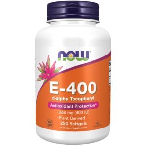 NOW Supplements, Vitamin E-400 IU, D-Alpha Tocopheryl, Antioxidant Protection*, 250 Softgels - Image 1