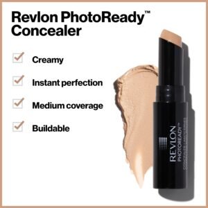Revlon Concealer Stick, PhotoReady Face Makeup for All Skin Types, Longwear Medium- Full Coverage with Creamy Finish, Lightweight Formula, 003 Light Medium, 0.11 Oz - Image 2