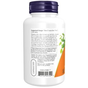 NOW Slippery Elm 400mg 100 Capsules - Image 3