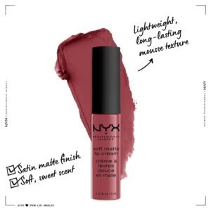 NYX PROFESSIONAL MAKEUP Soft Matte Lip Cream, Lightweight Liquid Lipstick - Budapest (Deep Mauve With Red Undertone) - Image 2