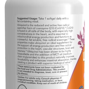 NOW Supplements, Ubiquinol 100 mg, High Bioavailability (the Active Form of CoQ10), 120 Softgels - Image 3